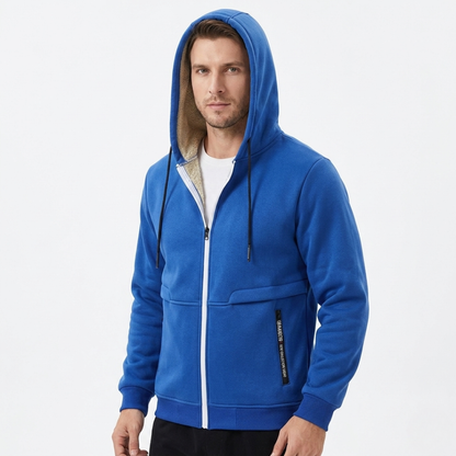 Kapuzenjacke Herren grau mit Sherpa-Futter und Zipper
