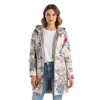 Women's Hooded Winter Jacket - Fleece Lined - Floral Print