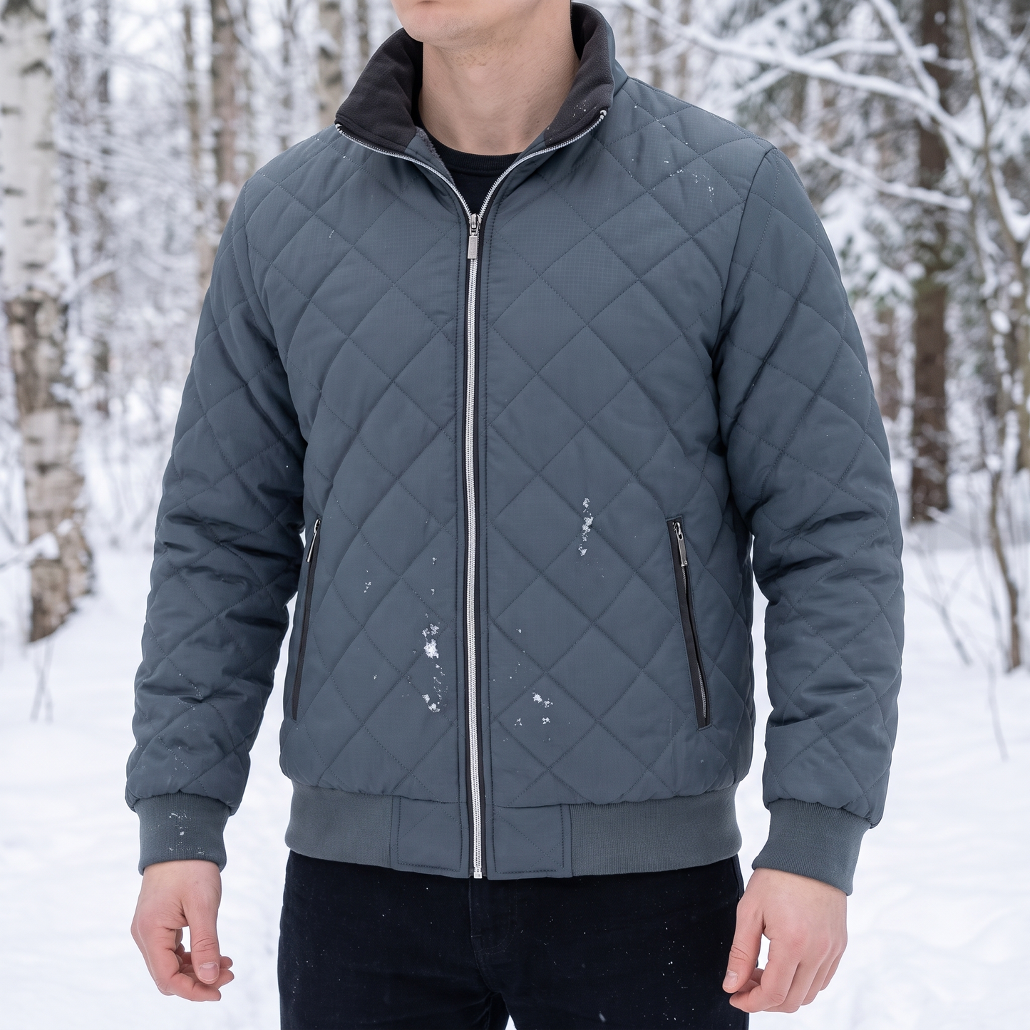 Steppjacke Herren - Gefüttert mit Plüschfutter - Stehkragen