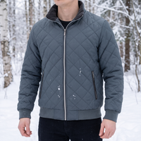 Men's Quilted Jacket - Warm Fleece Lined - Stand Collar