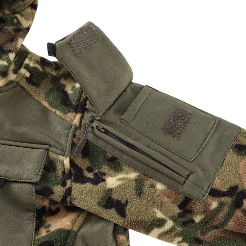 Men's Fleece Jacket - Hooded Tactical Softshell - Camo & Solid Colors