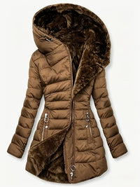 Women's Puffer Coat - Faux Fur Hood - Waterproof