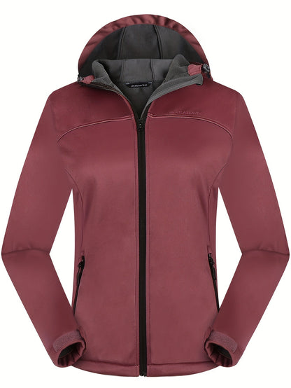 Women's Softshell Jacket - Fleece-Lined & Windproof - Adjustable Hood