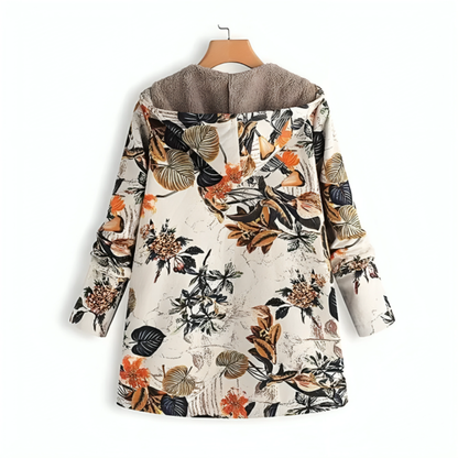 Women's Hooded Winter Jacket - Fleece Lined - Floral Print