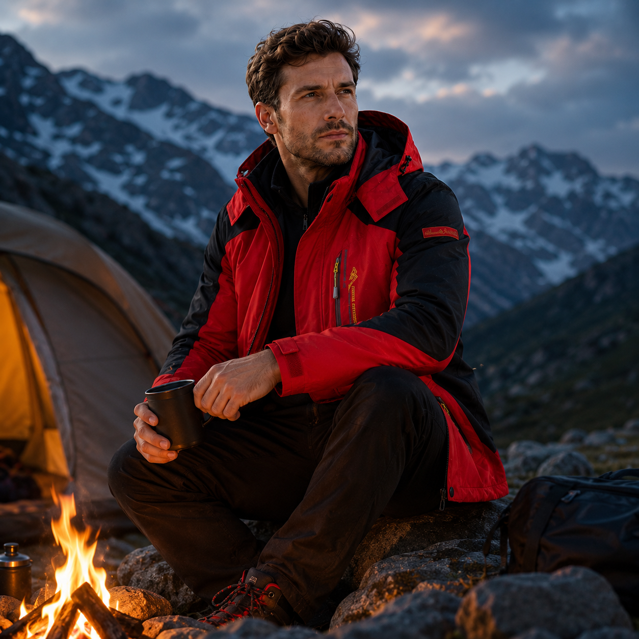 Men's Waterproof Rain Jacket - Windproof Shell - Removable Hood