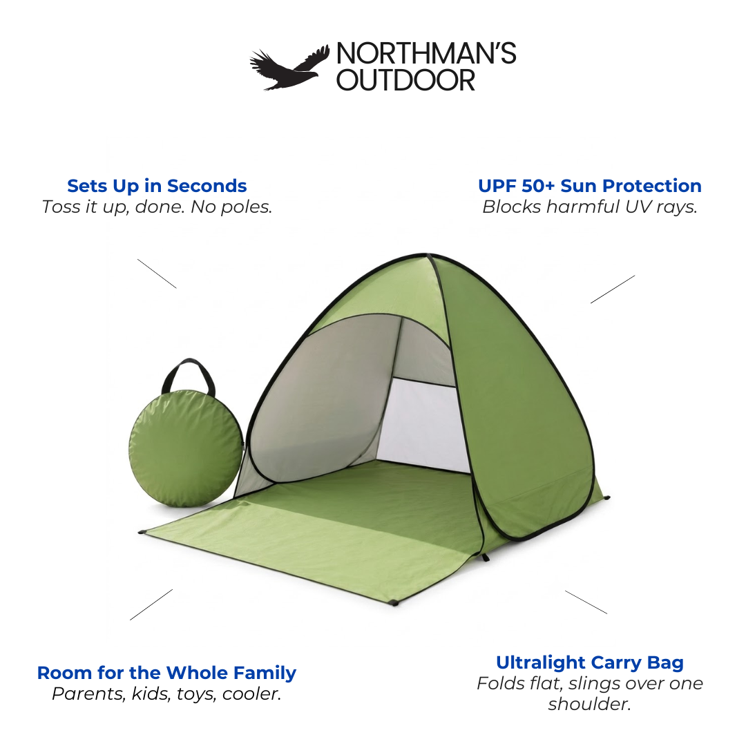 Pop-Up Beach Tent - UPF 50+ Sun Protection - Sets Up in Seconds