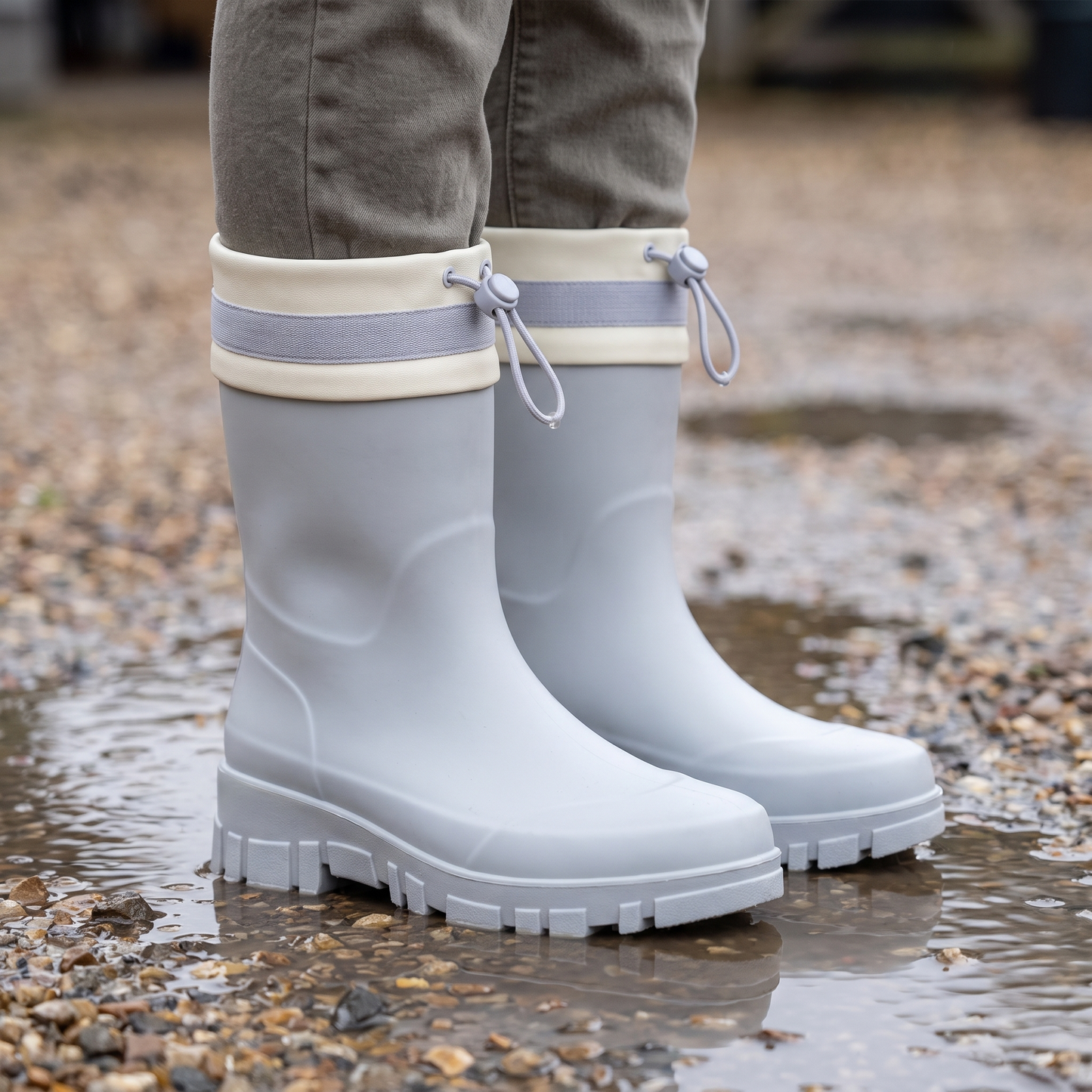 Gummistiefel Damen halbhoch - Plateausohle - wasserdicht