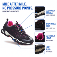 Women's Hiking Shoes - Lugged Sole - Suede & Mesh