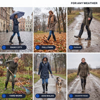 Women's Rain Boots - Tall & Waterproof - Non-Slip Sole