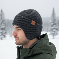 Beanie with Ear Flaps - Fleece-Lined Winter Knit Hat - Unisex