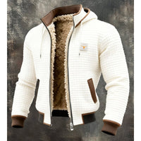 Mens Winter Jacket - Sherpa Lined Hooded Quilted Zip-Up - Wind Resistant