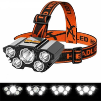 Headlamp - Rechargeable 5 LED Head Light - Adjustable Elastic Strap