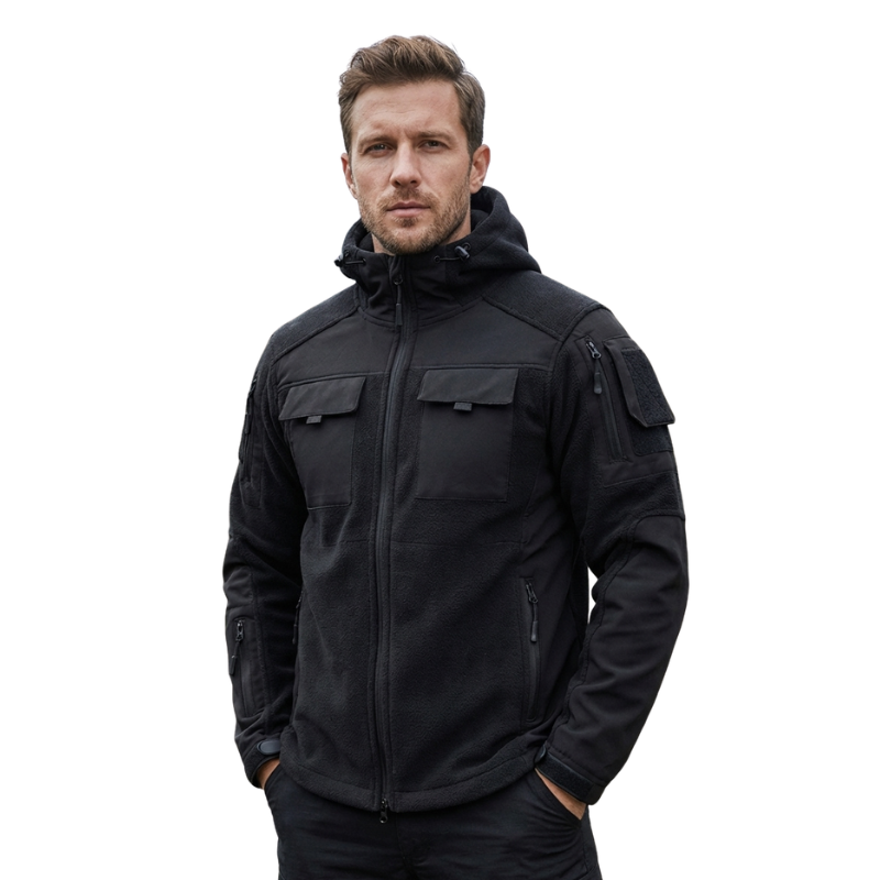 Men's Fleece Jacket - Hooded Tactical Softshell - Camo & Solid Colors