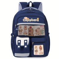 Kids Backpack - Capybara Print - Lightweight, 3 Compartments