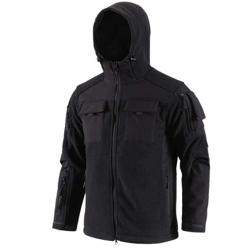 Men's Fleece Jacket - Hooded Tactical Softshell - Camo & Solid Colors