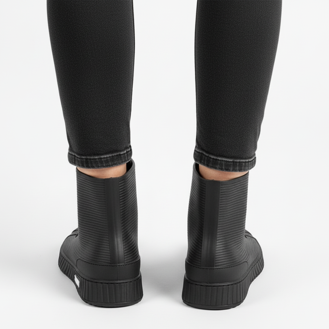 Women's Rain Boots - Waterproof Sneaker-Style Ankle Boots - Non-Slip Sole