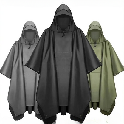 Rain Poncho with Hood - Waterproof 3-in-1 Poncho, Tarp & Sleeping Bag Cover - Packable