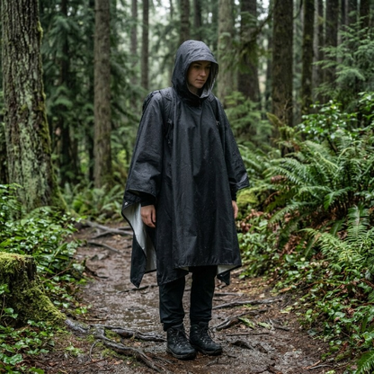 Rain Poncho with Hood - Waterproof 3-in-1 Poncho, Tarp & Sleeping Bag Cover - Packable