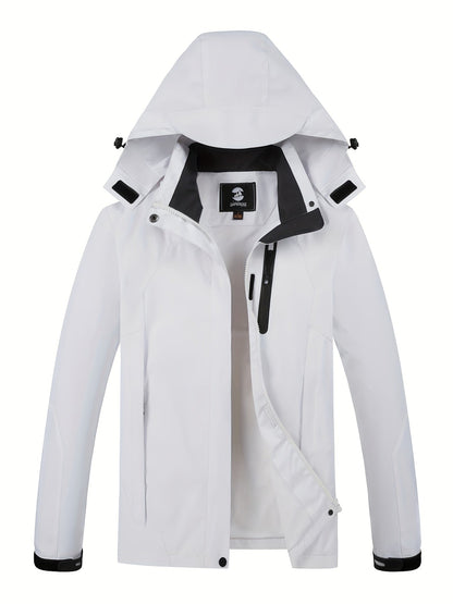 Women's Waterproof Jacket with Hood - 5,000 mm Rain Protection - Windproof & Lined