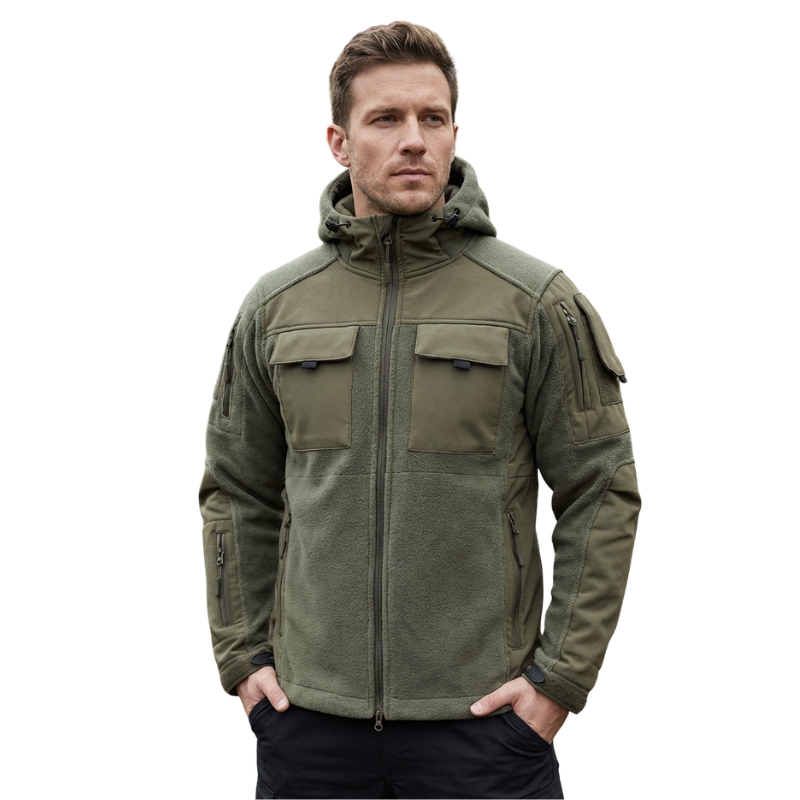 Men's Fleece Jacket - Hooded Tactical Softshell - Camo & Solid Colors