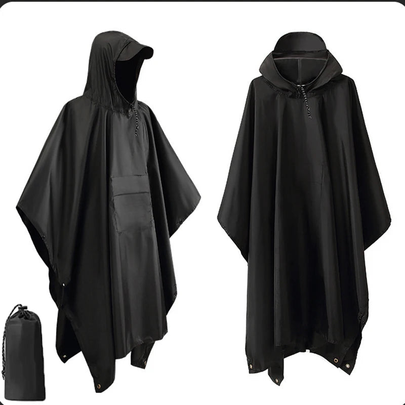 Rain Poncho with Hood - Waterproof 3-in-1 Poncho, Tarp & Sleeping Bag Cover - Packable