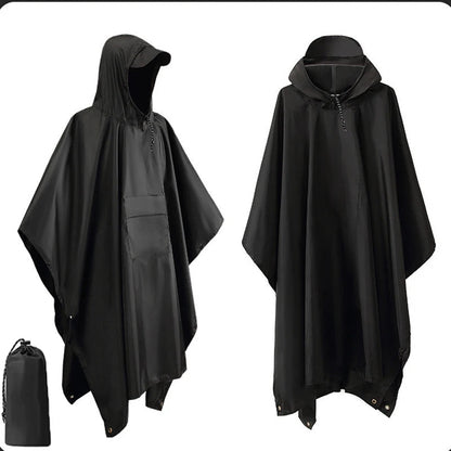 Rain Poncho with Hood - Waterproof 3-in-1 Poncho, Tarp & Sleeping Bag Cover - Packable