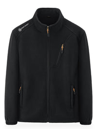 Men's Fleece Jacket - Plush Lined Sleeves & Collar - 3 Zip Pockets