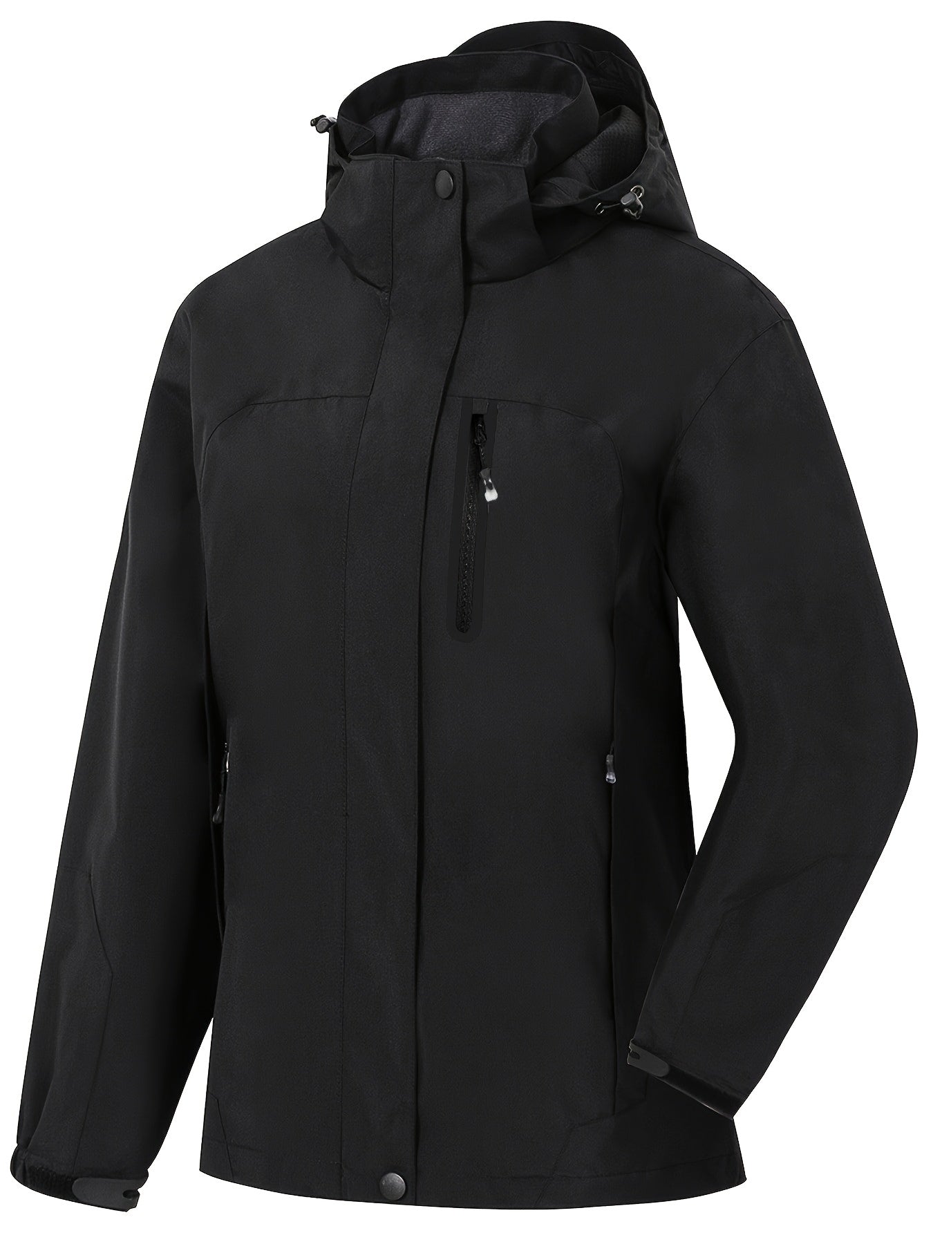 Women's Waterproof Jacket with Hood - 5,000 mm Rain Protection - Windproof & Lined