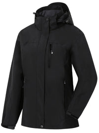 Women's Waterproof Jacket with Hood - 5,000 mm Rain Protection - Windproof & Lined