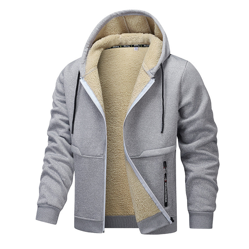 Men's Zip Up Hoodie - Sherpa Lined & Windproof - Warm Fleece Jacket