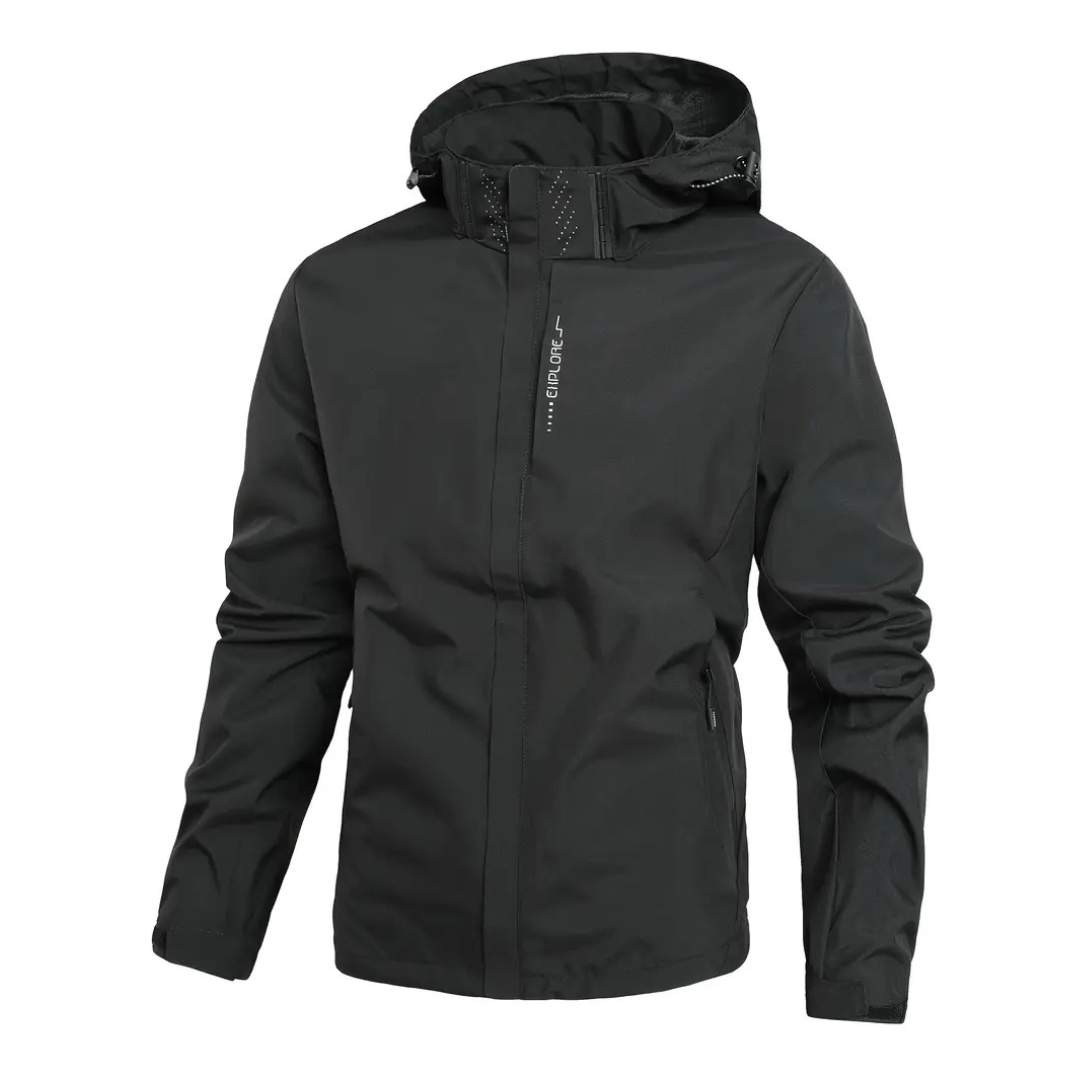 Men's Rain Jacket - Waterproof with Sealed Seams - Adjustable Hood