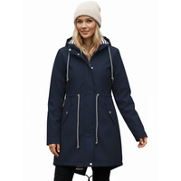 Women's Rain Coat with Hood - Long Waterproof Cut - Adjustable Waist