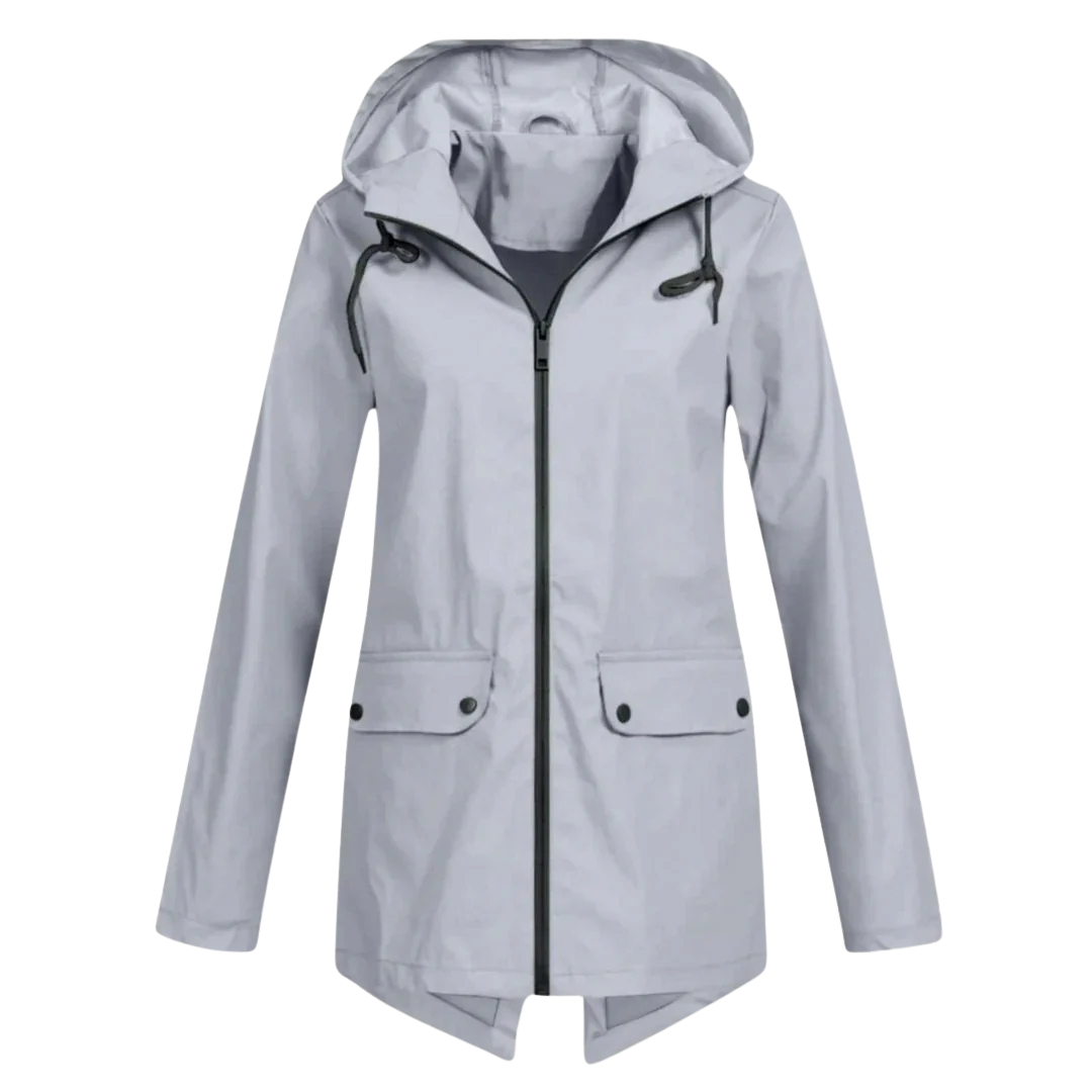 Women's Raincoat with Hood - Long Waterproof & Windproof - Lightweight