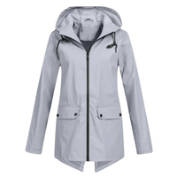 Women's Raincoat with Hood - Long Waterproof & Windproof - Lightweight