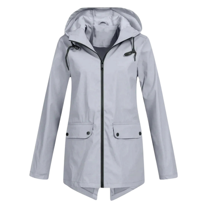 Women's Raincoat with Hood - Long Waterproof & Windproof - Lightweight