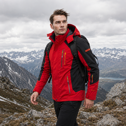 Men's Waterproof Rain Jacket - Windproof Shell - Removable Hood