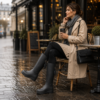 Regenstiefel Damen Halbhoch Wasserdicht Slip On aus PVC