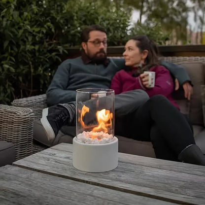 Round Table Top Fire Pit - Bio Ethanol Tabletop Fireplace - Indoor & Outdoor