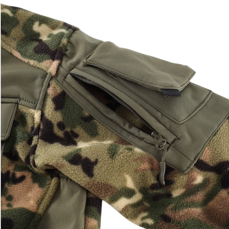 Men's Fleece Jacket - Hooded Tactical Softshell - Camo & Solid Colors