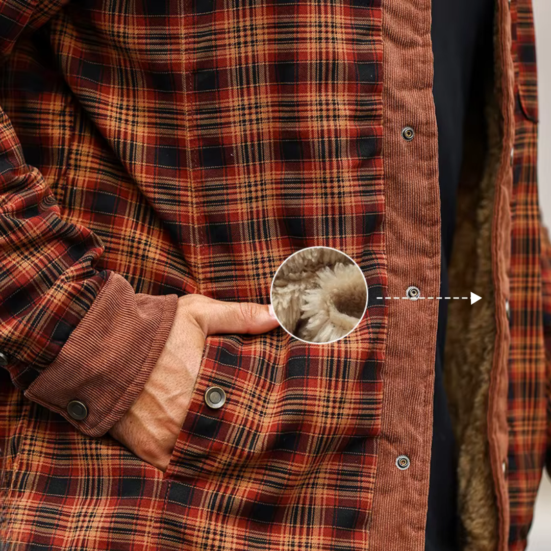 Flanelljacke Herren oliv kariert im Holzfäller-Look