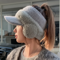 Winter Beanie - Built-In Ear Warmers - Ponytail Opening