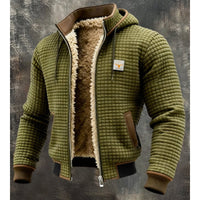 Mens Winter Jacket - Sherpa Lined Hooded Quilted Zip-Up - Wind Resistant