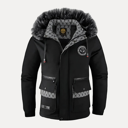 Men's Hooded Winter Coat - Waterproof & Windproof - Faux Fur Trim