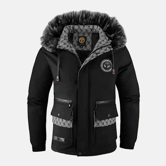 Men's Hooded Winter Coat - Waterproof & Windproof - Faux Fur Trim