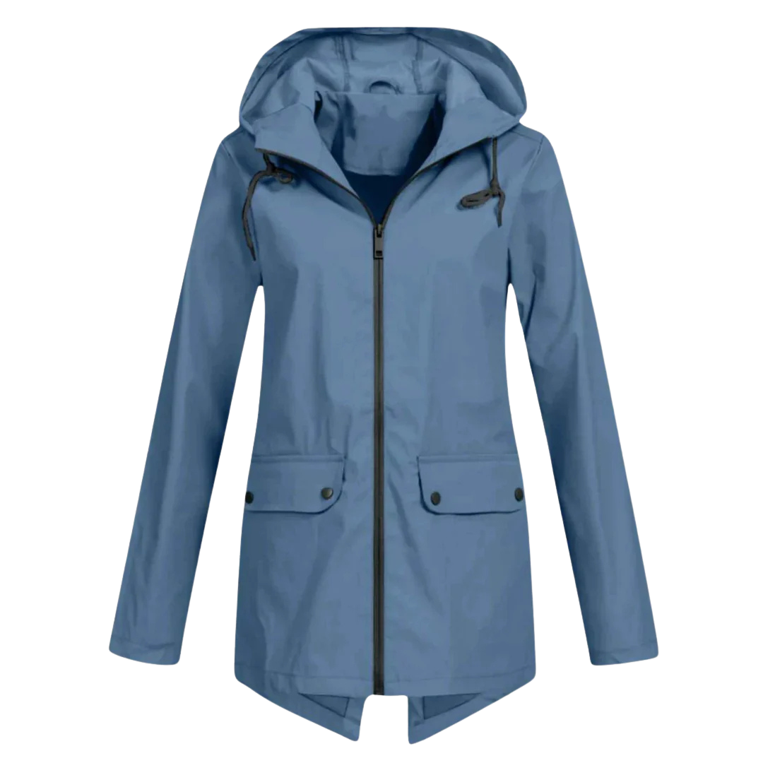 Women's Raincoat with Hood - Long Waterproof & Windproof - Lightweight