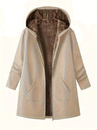 Women's Hooded Winter Coat - Sherpa Fleece Lined - Longline Fit