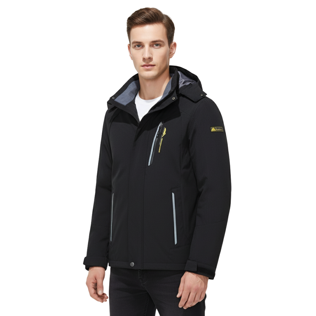 Men's Waterproof Rain Jacket - Windproof Shell - Removable Hood