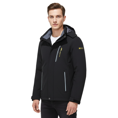 Men's Waterproof Rain Jacket - Windproof Shell - Removable Hood