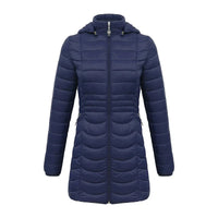 Women's Long Puffer Coat - Detachable Hood - Ultralight Quilted