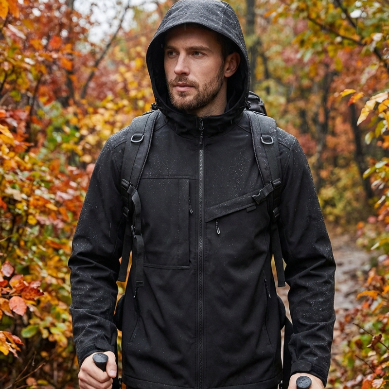 Men's Rain Jacket - 8,000mm Waterproof & Packable - Adjustable Hood